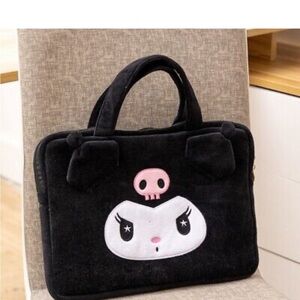Sanrio Black Kuromi Velvet 14” Laptop Bag With Strap